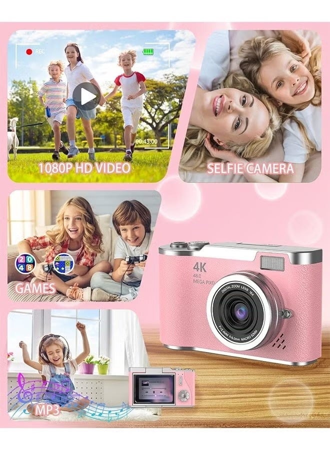 4k CCD Digital Zoom Student Digital Camera 48MP Portable Digital Photography Camera 180° Flip Screen Selfie Camera，free 128GB SD card - Image 5