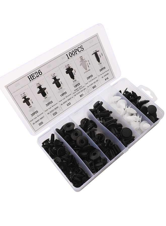 LAWAZIM 100 Piece Car Retainer Clips Set - 6 Sizes Assorted Car Body Push Pin Rivet Trim Clip Panel Retainers, Plastic Fasteners Kit, Auto Push Pin Rivets -for Universal Vehicle Repair and Maintenance - Image 2