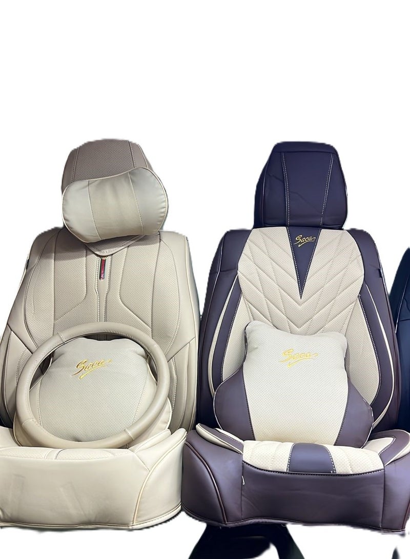 SAGA Alayjah,Luxury Leather Seat Cushion with steering wheel cover,1 PCK, Premium Quality Cover,Gives Extra Protection for Car Interiors - Image 4