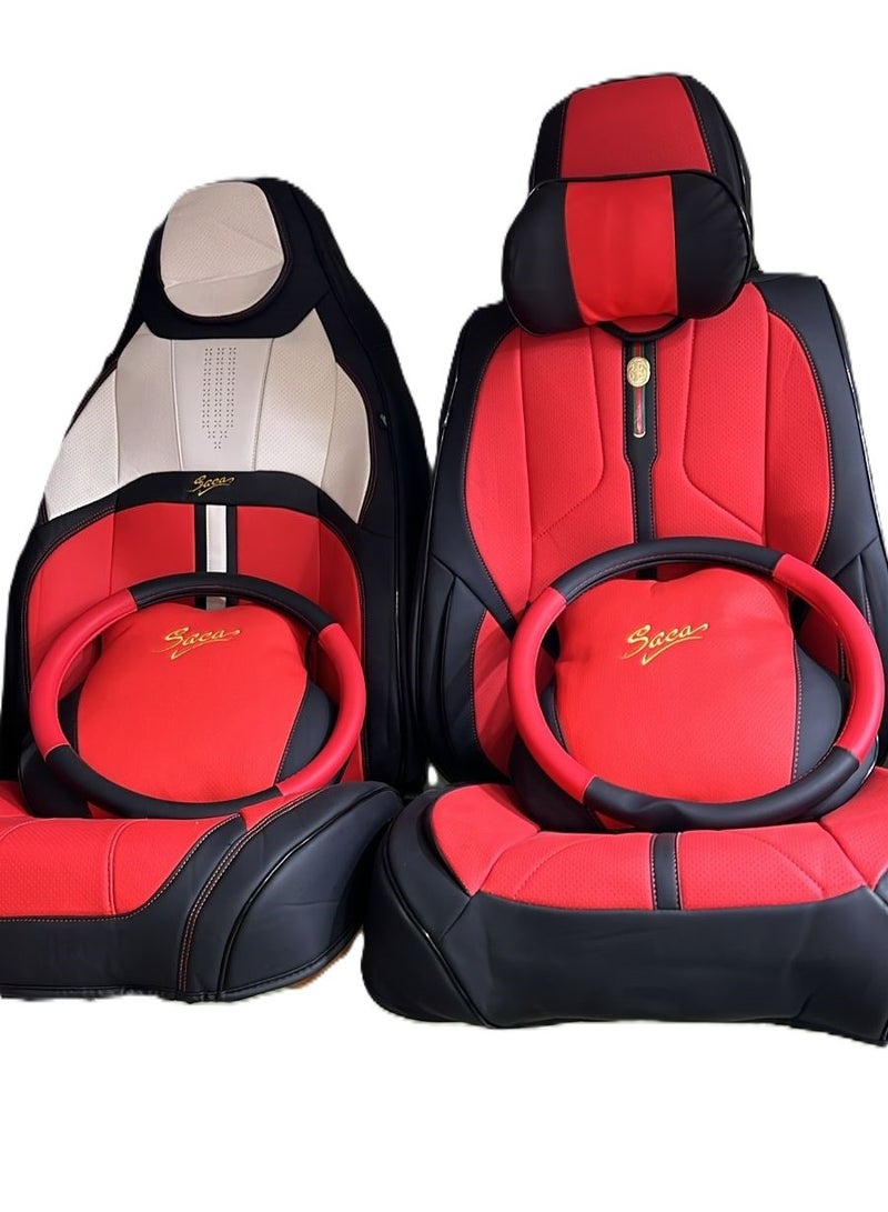 SAGA Alayjah,Luxury Leather Seat Cushion with steering wheel cover,1 PCK, Premium Quality Cover,Gives Extra Protection for Car Interiors - Image 3