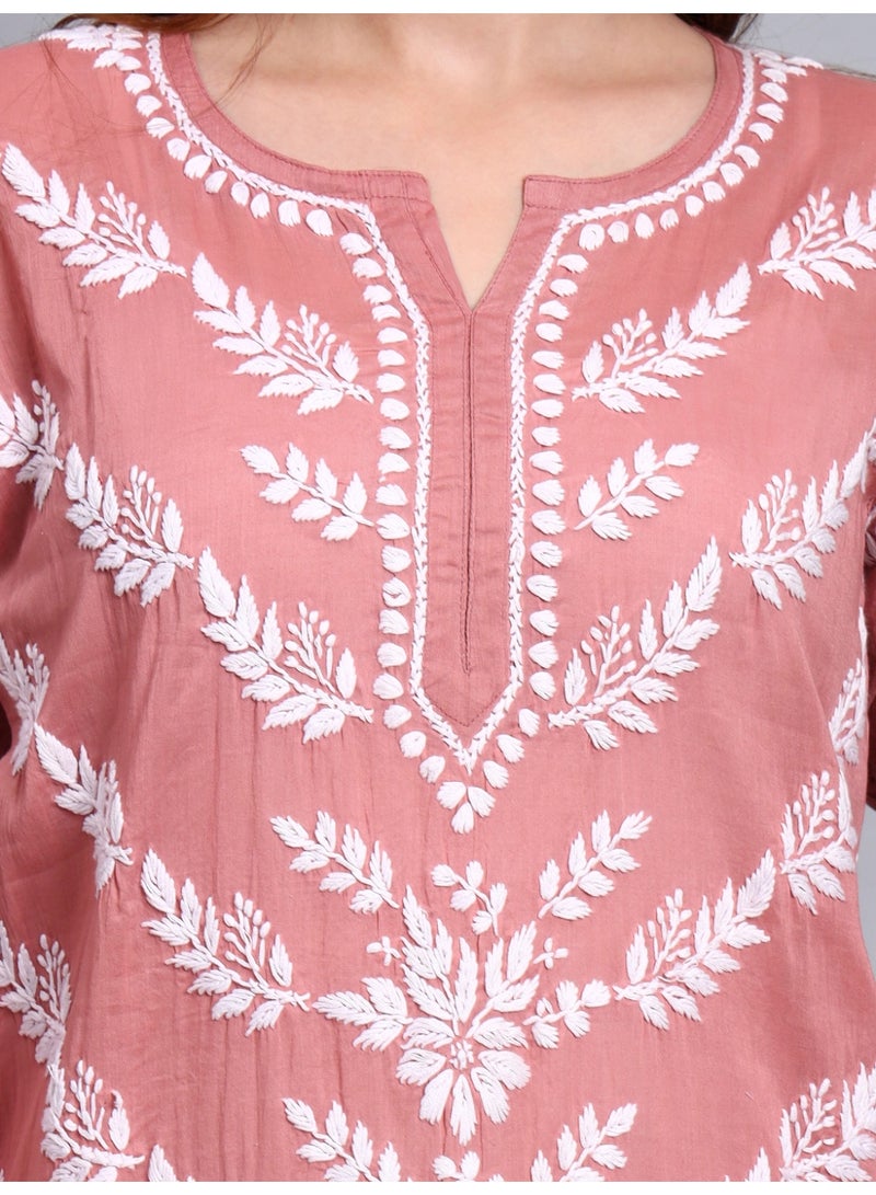 Alaya Women Hand Embroidered Chikankari Cotton Kurta -AL3757 - Image 5