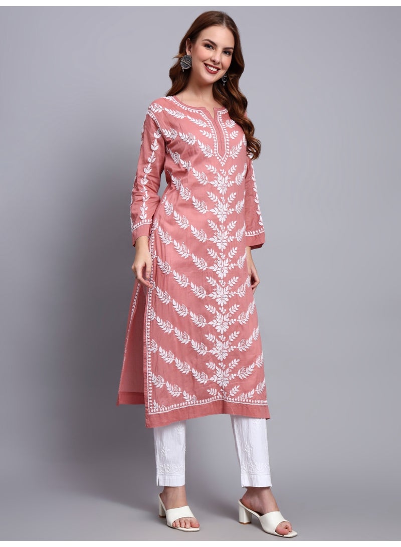 Alaya Women Hand Embroidered Chikankari Cotton Kurta -AL3757 - Image 4
