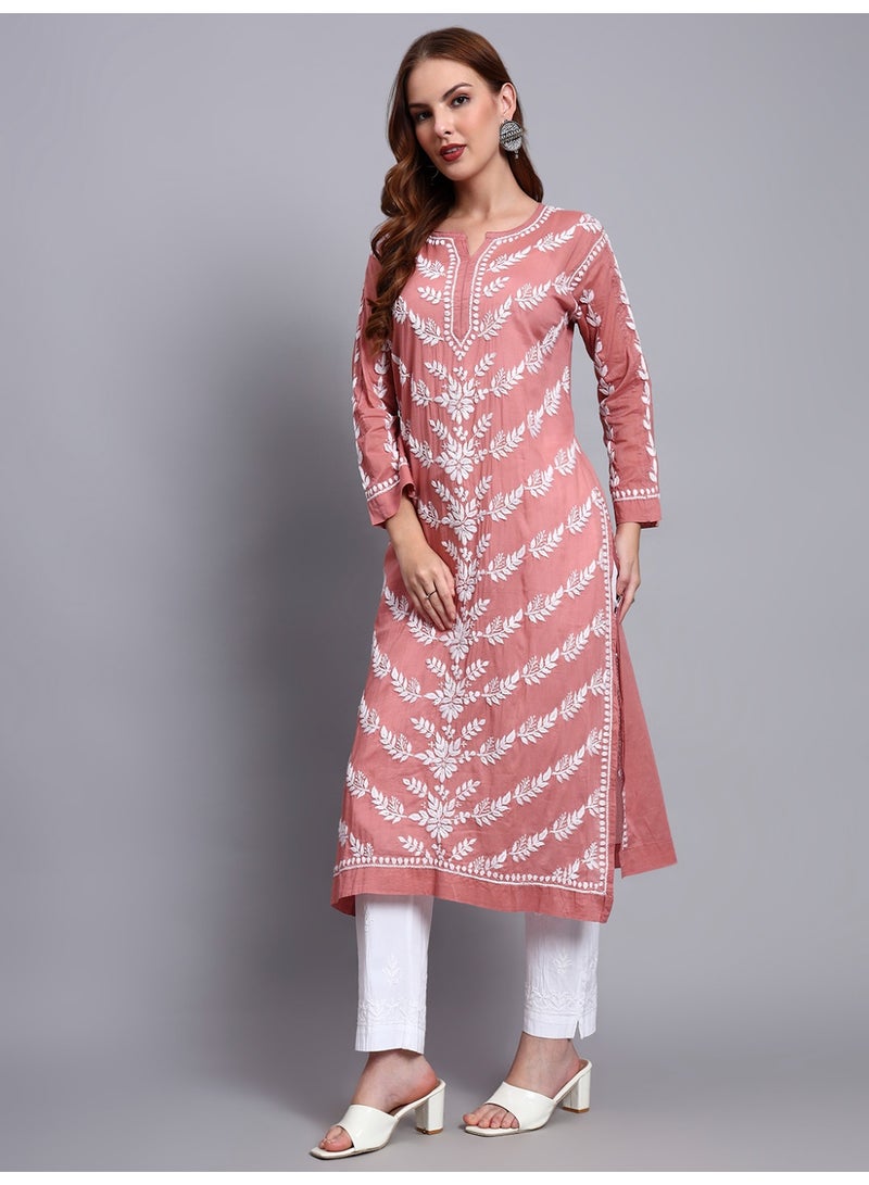 Alaya Women Hand Embroidered Chikankari Cotton Kurta -AL3757 - Image 3
