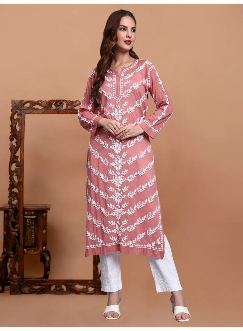 الايا كرتا قطن مطرز يدويًا بالتشيكانكاري للنساء