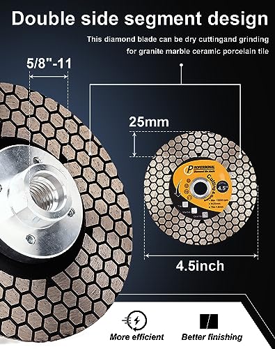 PANFREET 4.5" Diamond Porcelain Tile Saw Blade,Super Tile Grinding Blade with 5/8"-11 Female Thread for Granite Marble Porcelain Ceramic Tiles - Image 4