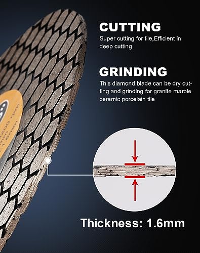 PANFREET 4.5" Diamond Porcelain Tile Saw Blade,Super Tile Grinding Blade with 5/8"-11 Female Thread for Granite Marble Porcelain Ceramic Tiles - Image 5