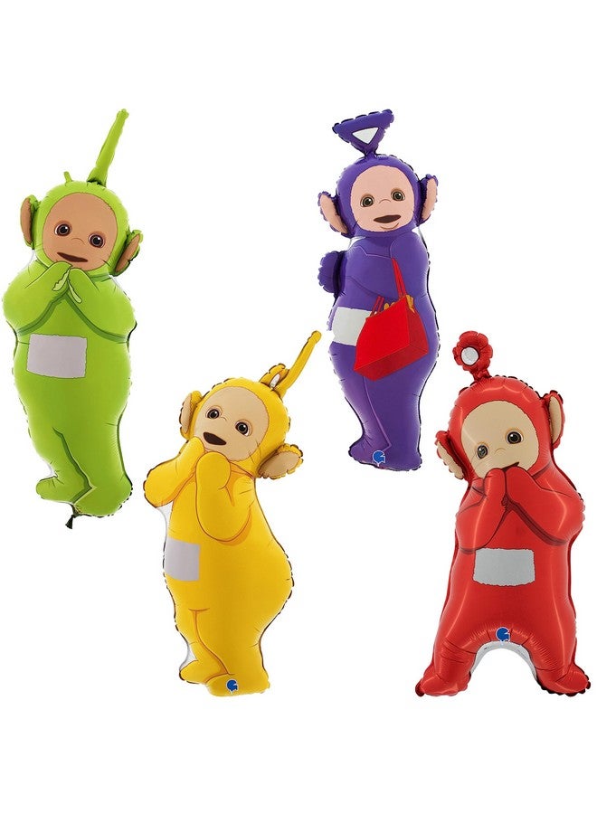 Toyland® Pack of 4-32 Inch Teletubbies Shaped Foil Balloons - Tinky Winky, Dipsy, Lala & Po - Children's Party Decorations