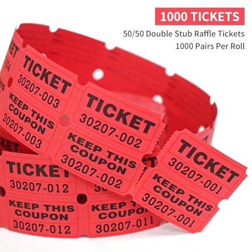 L LIKED Raffle Tickets Double Roll,Consecutively Numbered,50/50 Raffle Tickets for Event,Party,Prize,Drawing(3000 PCS Assorted) - Image 2