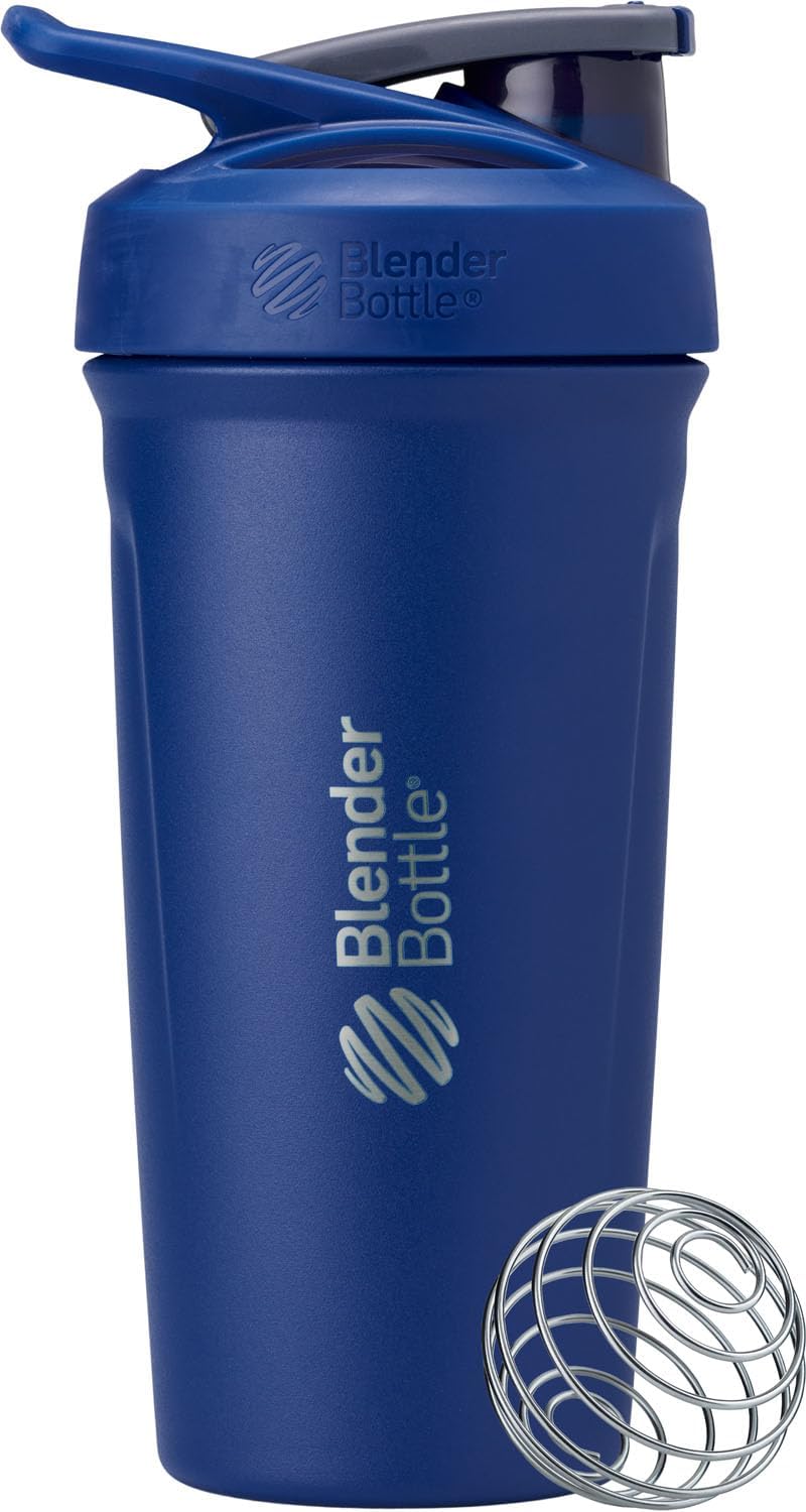 BlenderBottle زجاجة خلط بلندر بوتل سترادا معزولة من الفولاذ المقاوم للصدأ بسعة 24 أونصة باللون الأزرق الكامل - Image 1