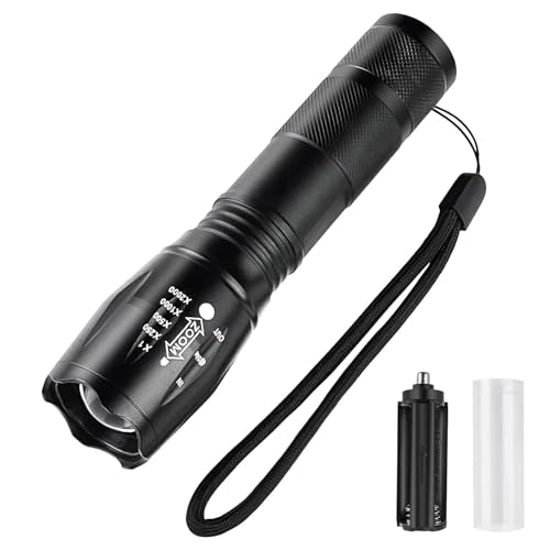 DotCom Ultra Powerful LED Flashlight - Black | Zoomable LED Torch with 5-Modes and Waterproof Body | Battery Powered Handheld Flashlight for Camping, Outdoor, Emergency & Hiking - Image 1