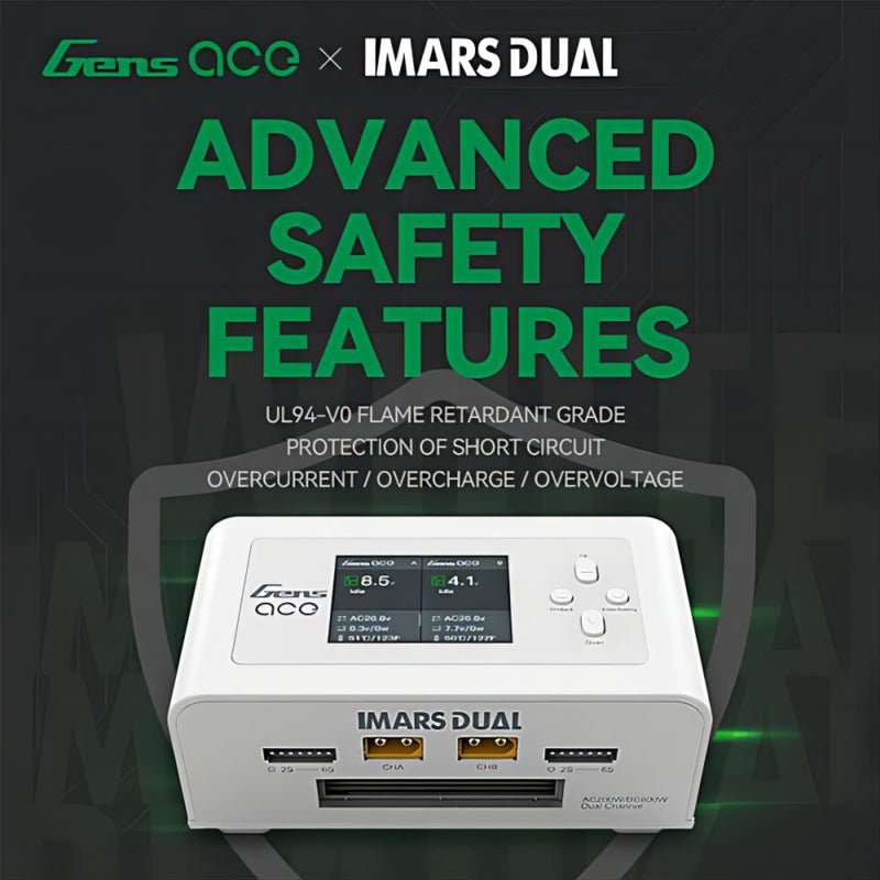 Gens ace Gens Ace Lipo Battery Charger Imars Dual Smart Lipo Charger 15A AC 200W DC 600W RC Charger(White)  - Image 5