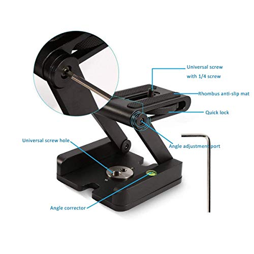 VIBLITZ® Foldable Z Pan Tilt Tripod Head Quick Release Plate Holder for DSLR Camera Camcorder Photography Accessory - 1 Piece (Black) (Z Plate) - Image 3