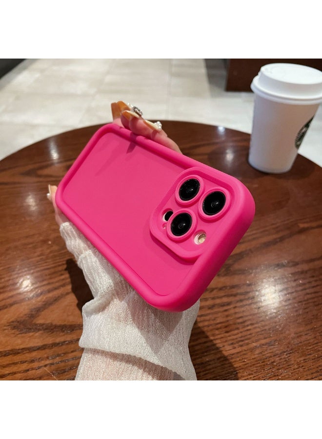 NIBEMINENT Solid Color Soft Shell Protective TPU Case Cover For iPhone 16, Rose Red