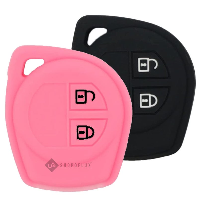 Shopoflux Silicone Key Cover Compatible with Maruti Suzuki Swift | Wagonr | Baleno | Celerio | Swift Dzire | Ertiga | Alto | Fronx | Breza | S Presso | Ignis (Black + Pink) - Image 5