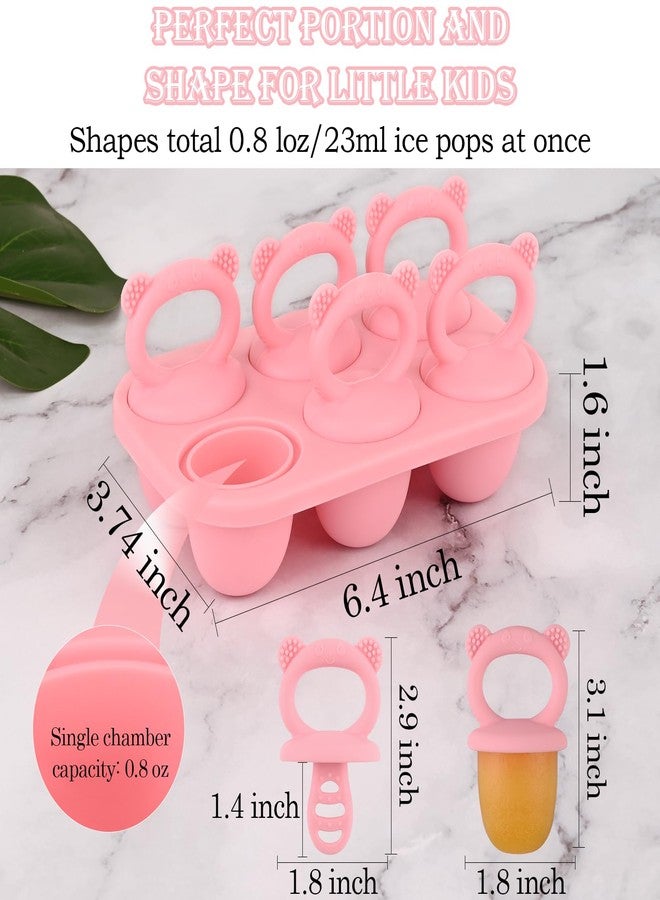 Sakolla Baby Popsicle Molds Mini 6-Cavity Silicone Ice Pop Mold with Sticks Breastmilk Popsicle Molds for Teething Relief Toddler Popsicle Mold for Ice Cream Frozen Yogurt and Fruit Juice (Pink) - Image 3