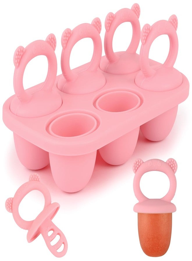 Sakolla Baby Popsicle Molds Mini 6-Cavity Silicone Ice Pop Mold with Sticks Breastmilk Popsicle Molds for Teething Relief Toddler Popsicle Mold for Ice Cream Frozen Yogurt and Fruit Juice (Pink) - Image 1