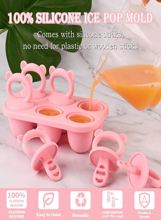 Sakolla Baby Popsicle Molds Mini 6-Cavity Silicone Ice Pop Mold with Sticks Breastmilk Popsicle Molds for Teething Relief Toddler Popsicle Mold for Ice Cream Frozen Yogurt and Fruit Juice (Pink) - Image 2
