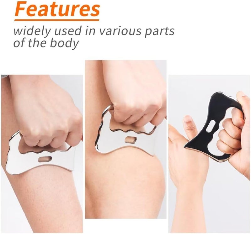 Rylpoint Guasha Massage Tool, Grade Stainless Steel Scraping Tool for Soft Tissue Upgrade Physical Therapy Stuff,Used for Back, Legs, Arms,Neck,Shoulder, Gua sha Tool - Image 4