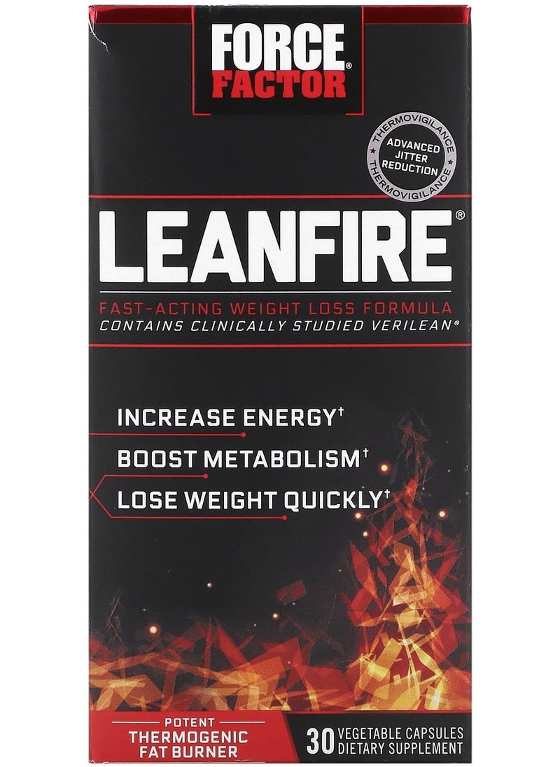 Force Factor - LeanFire Fast-Acting Weight Loss Formula 30 Vegetable Capsules - Image 1