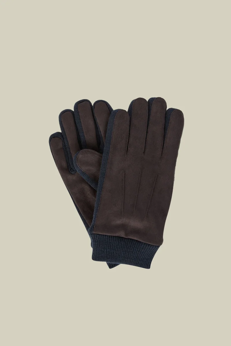 Men's knitted gloves - Brown/DK Blue