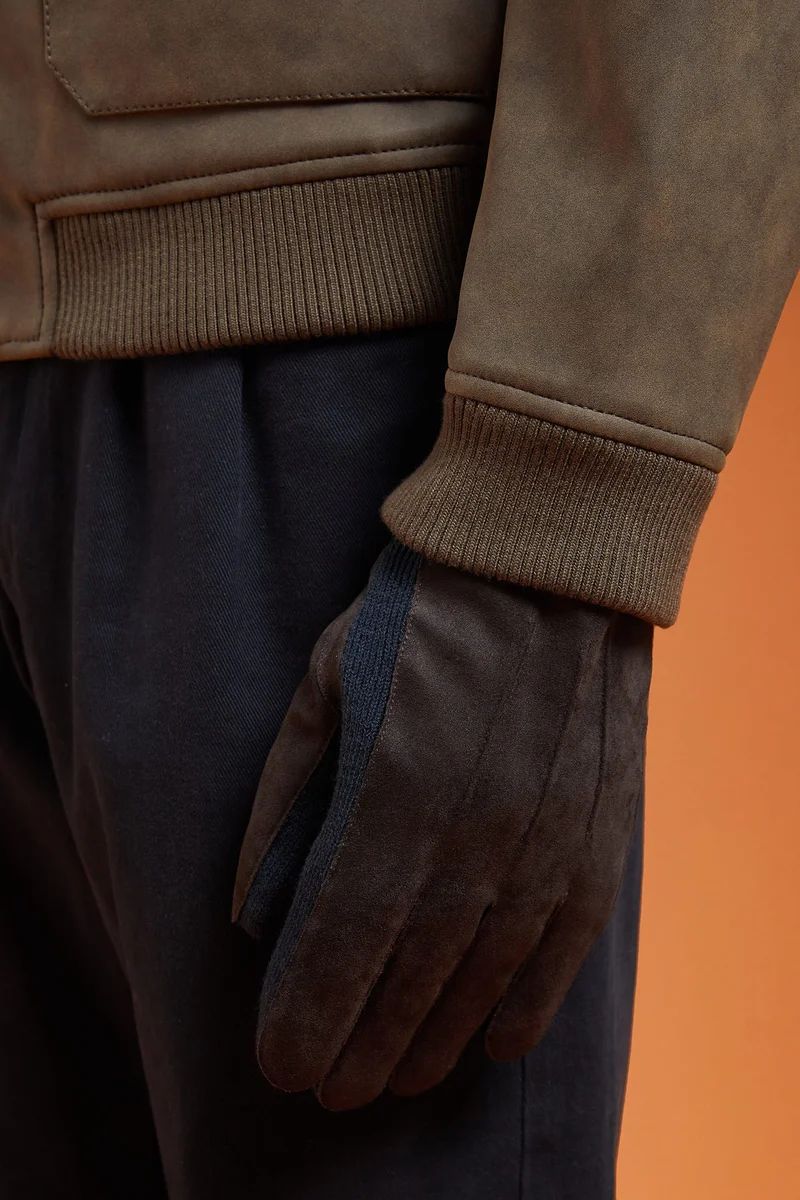 Doppelganger Men's knitted gloves - Brown/DK Blue