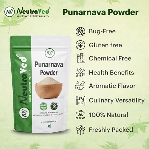 NeutraVed Punarnava Powder 100g | Boerhavia Diffusa Root Powder for Liver & Urinary | Stand Up Ziplock Pouch Reusable - 100g - Image 2