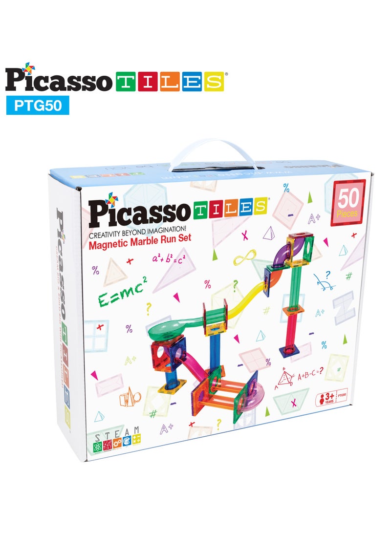 PicassoTiles Picasso - Magnetic Marble Run Building Blocks Set (50 Pc's) - STEM Toy for Kids, Engineering Fun with Magnetic Tracks, Joints & Funnels for Endless Entertainment - Image 3