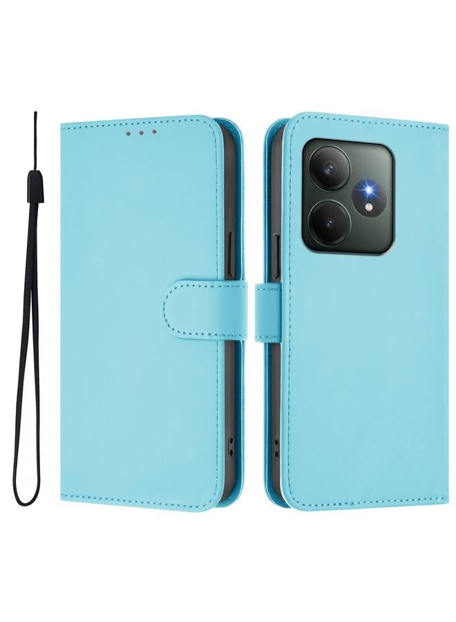 S-TOP Case For Realme GT 6 5G Global Skin Feel Solid Color Leather Phone Case with Lanyard - Image 2
