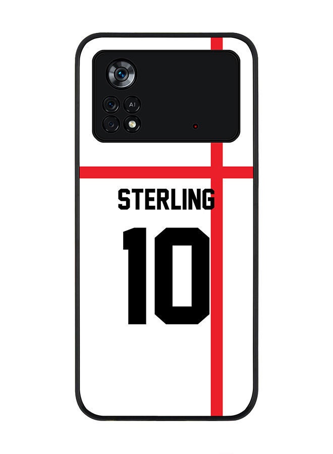 Stylizedd Rugged Black edge case for Poco M4 Pro 4G Slim fit Soft Case Flexible Rubber Edges Anti Drop TPU Gel Thin Cover - Football Team - England Player Name - Sterling - Image 1