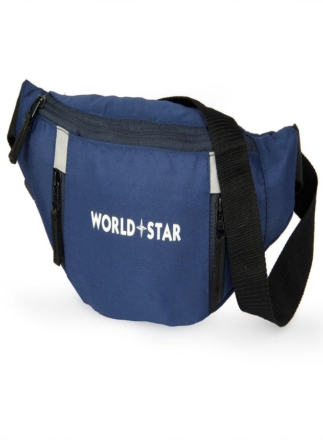 WORLD STAR حقيبة خصر من البوليستر من وورلد ستار، عملية للسفر والتنزه، مزودة بسحاب لحفظ المستندات والنقود والهاتف، مناسبة للرجال والنساء والبالغين | أزرق | حقيبة خصر روكي نيفي - Image 1