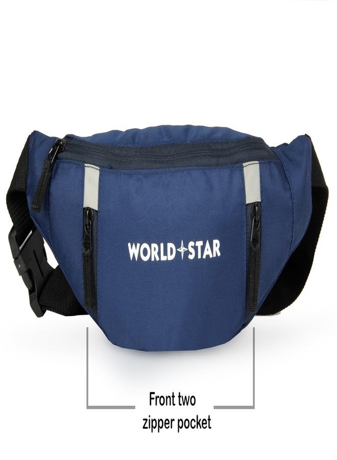 WORLD STAR حقيبة خصر من البوليستر من وورلد ستار، عملية للسفر والتنزه، مزودة بسحاب لحفظ المستندات والنقود والهاتف، مناسبة للرجال والنساء والبالغين | أزرق | حقيبة خصر روكي نيفي - Image 3