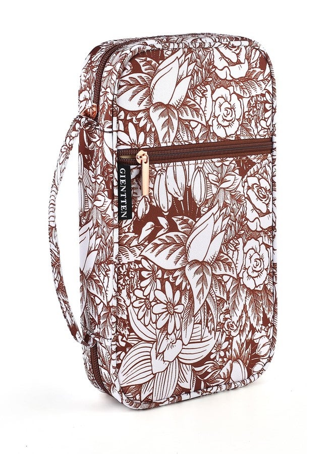 Gientten Bible Cover for Girls with Accessories, Floral Pattern, Includes Highlighters, Pens, Bookmarks, and Sticky Notes, Bible Case for Women Organizer Sets (Brown) - Image 2