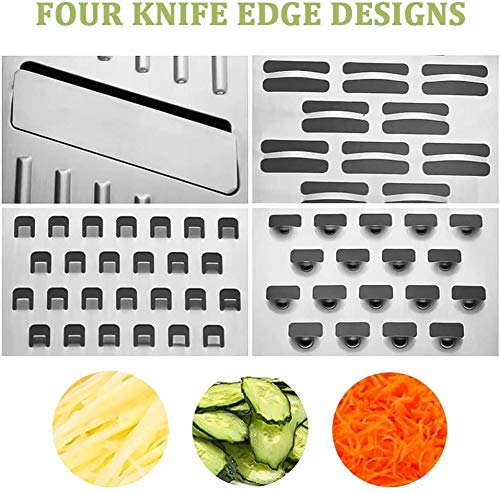 KolorFish Cheese Grater, with Foldable Design & 4 Types of Blades Potato Slicer Stainless Steel Metal Support Slicing, Shredding, Grinding Graters for Kitchen (Green) - Image 5