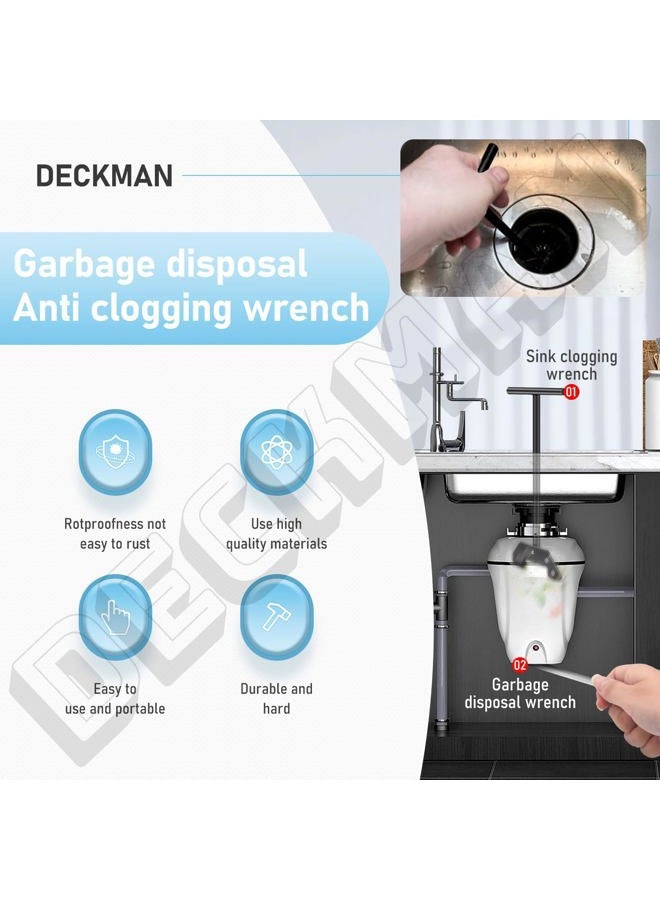 DECKMAN Garbage Disposer Unjamming Wrench, Unjamming Wrench, to Dislodge Jams or Clutter from Above The Sink, Compatible with Moen Waste King InSinkErator Garbage Disposals - Image 2