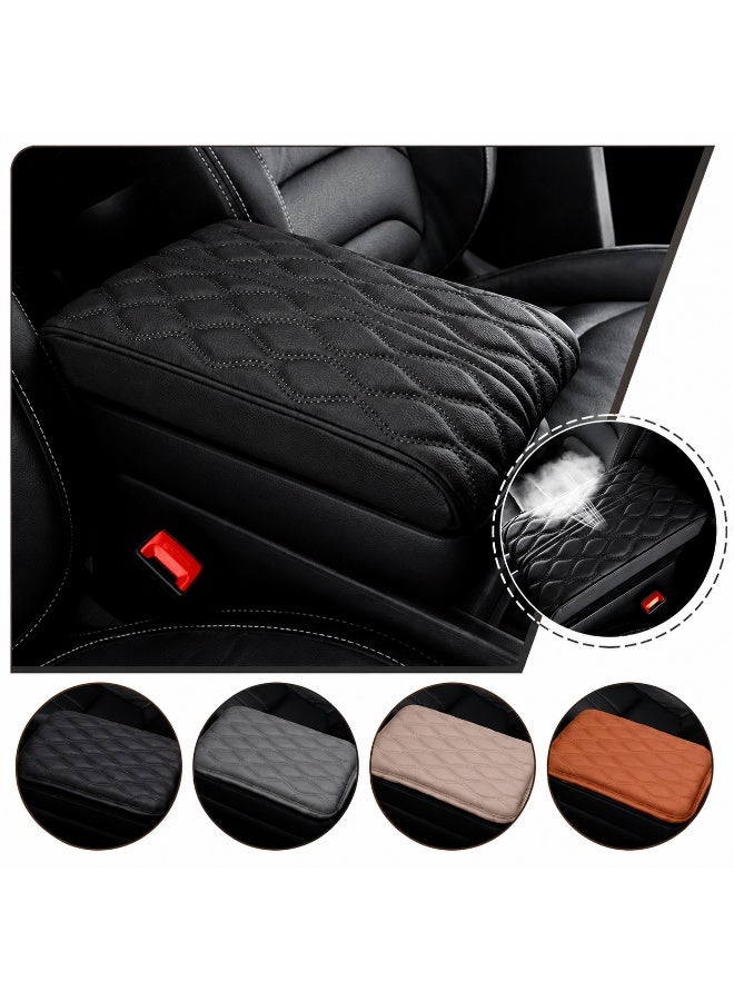 Memory Foam Car Armrest Cushion with Leather Cover Compatible with All Vehicles Black - Image 1