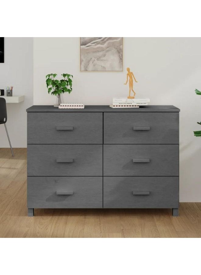 vidaxl vidaXL Sideboard HAMAR Dark Grey 113x40x80 cm Solid Wood Pine  - Image 1