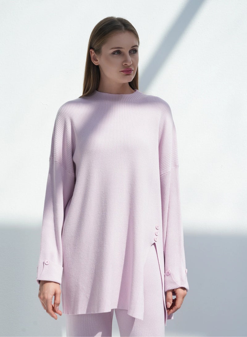 Andy 2317 | Women's Luxurious Cashmere Two-Piece Set – Long-Sleeve Tunic with Relaxed Trousers | Elegant and Cozy Ensemble for Effortless Style | Pink - Image 2