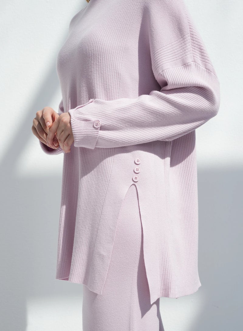 Andy 2317 | Women's Luxurious Cashmere Two-Piece Set – Long-Sleeve Tunic with Relaxed Trousers | Elegant and Cozy Ensemble for Effortless Style | Pink - Image 4