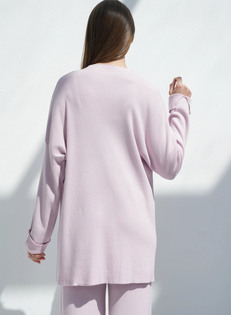 Andy 2317 | Women's Luxurious Cashmere Two-Piece Set – Long-Sleeve Tunic with Relaxed Trousers | Elegant and Cozy Ensemble for Effortless Style | Pink - Image 5