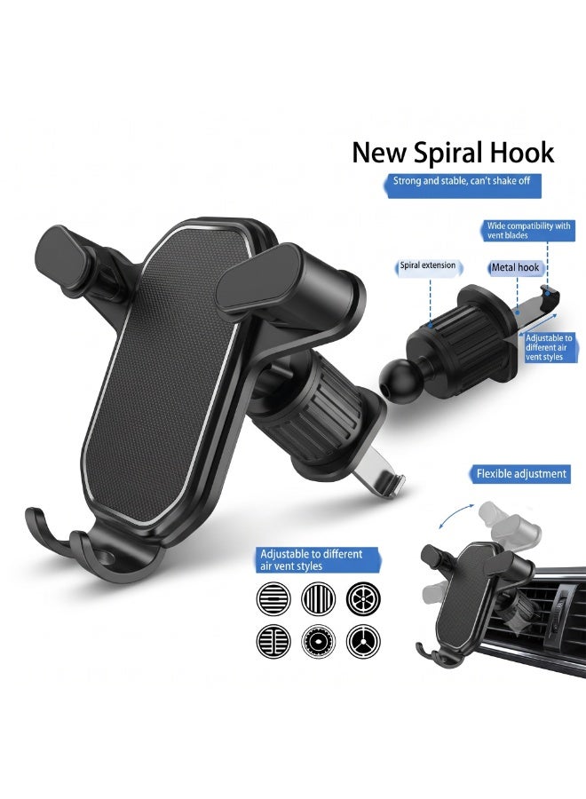 ZEESQUARE Car Phone Holder Air Vent Mount, Universal Gravity Auto Lock Phone Holder with Spiral Hook, 360° Rotating Cell Phone Stand Compatible with iPhone, Samsung, Xiaomi, Huawei and All Smartphones - Image 1