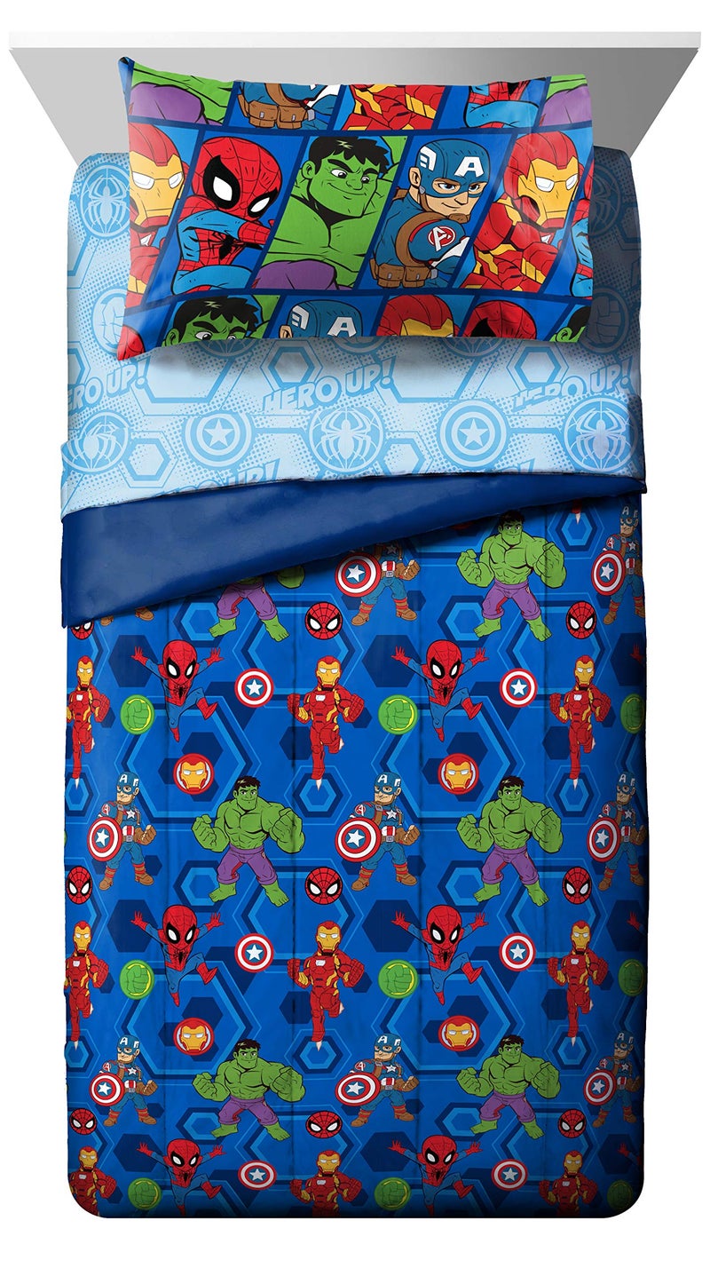 Jay Franco Marvel Super Hero Adventures Hero Together 4Piece Toddler Bed Set Super Soft Microfiber Bed Set Includes Toddler Size Comforter & Sheet Bedding Features The Avengers Official Product - Image 2