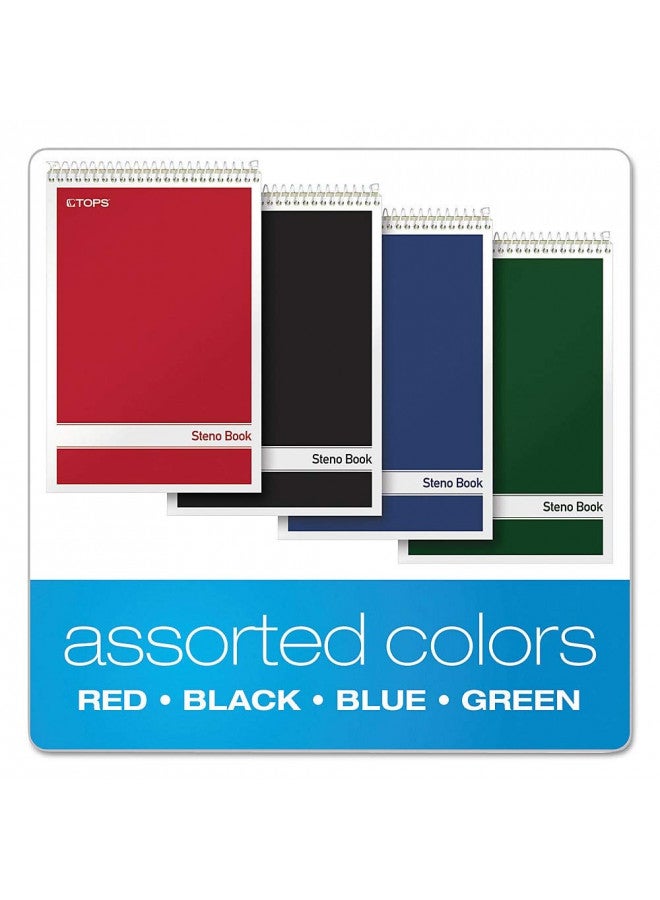 TOPS Steno Books, 6" x 9", Gregg Rule, Green Tint Paper, Assorted Color Covers, 80 Sheets, 4 Pack (80221) - Image 3
