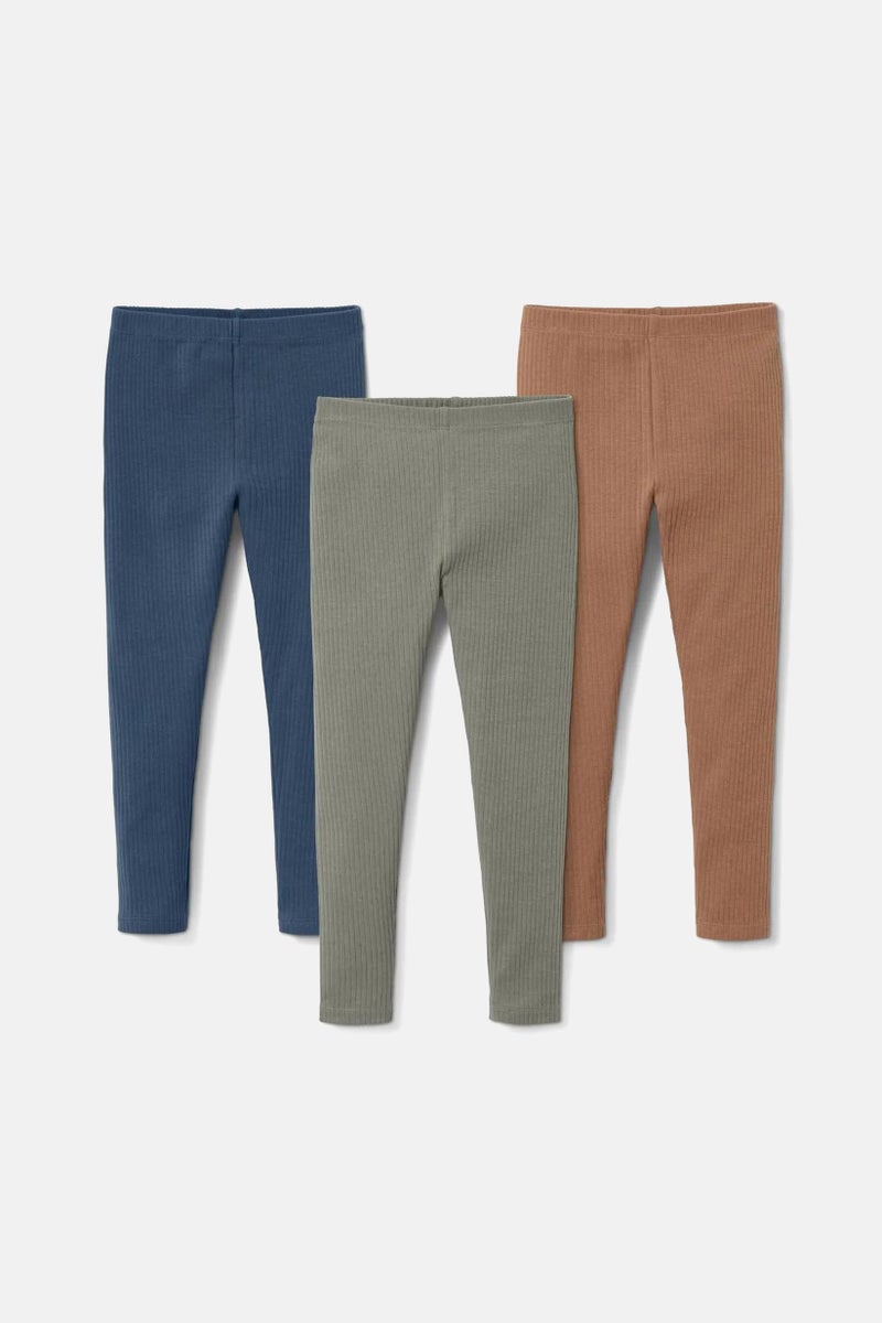 Tchibo سراويل ضيقة للأطفال البنات 3 قطع، نيلي/بني/ساجي - Image 2