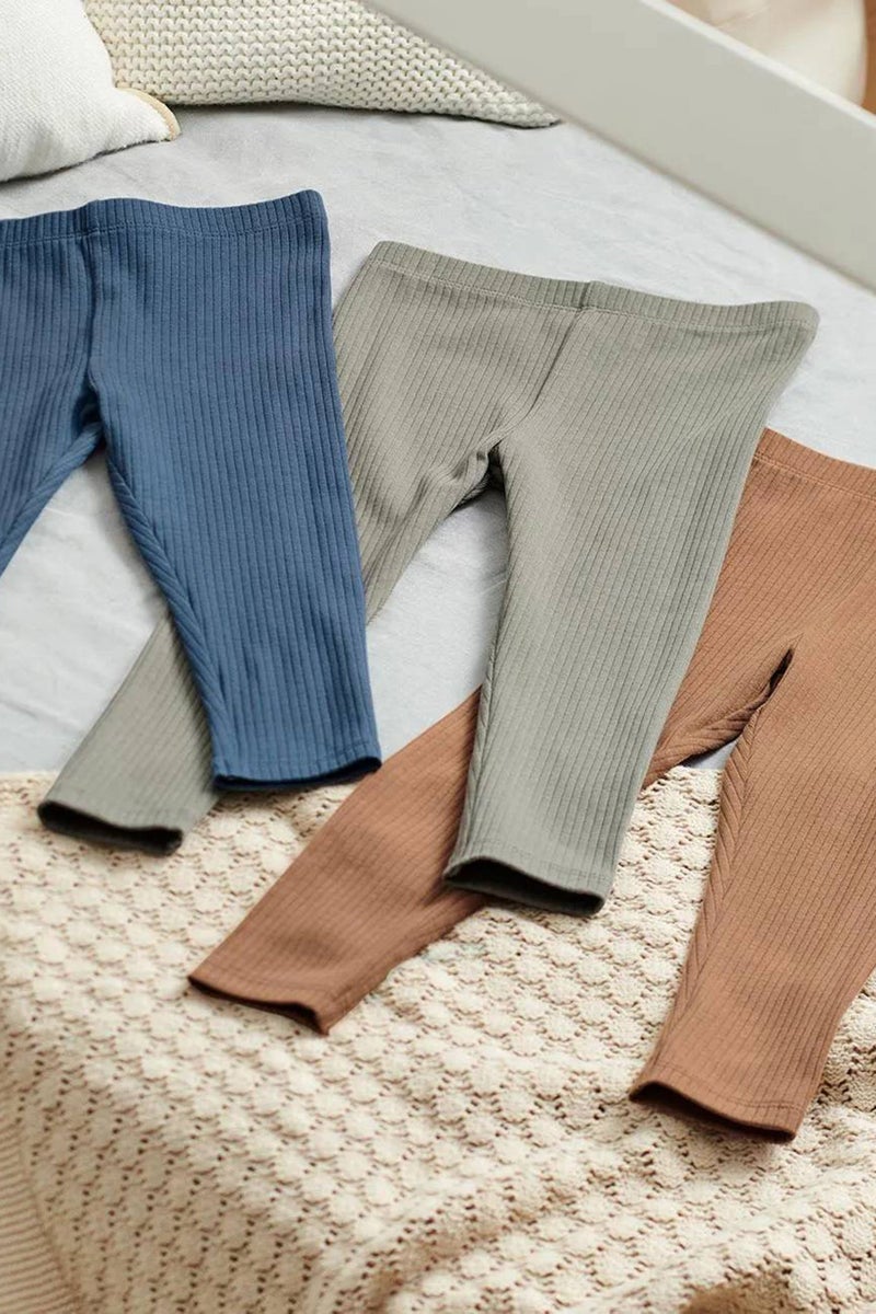 Tchibo سراويل ضيقة للأطفال البنات 3 قطع، نيلي/بني/ساجي - Image 1