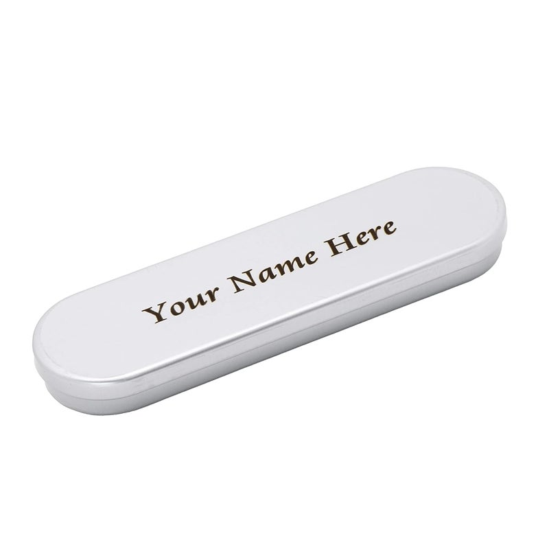 CrownLit Personalised Metal Pen With Name On Box & Pen, Ink Blue - Image 4