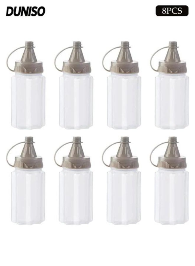 DUNISO زجاجات توابل بلاستيكية صغيرة سعة 350 مل، موزعات صلصة متعددة الاستخدامات شفافة للشراب، الكاتشب، زيت التتبيل والعسل، مقاومة للتسرب وقابلة للحمل - Image 1
