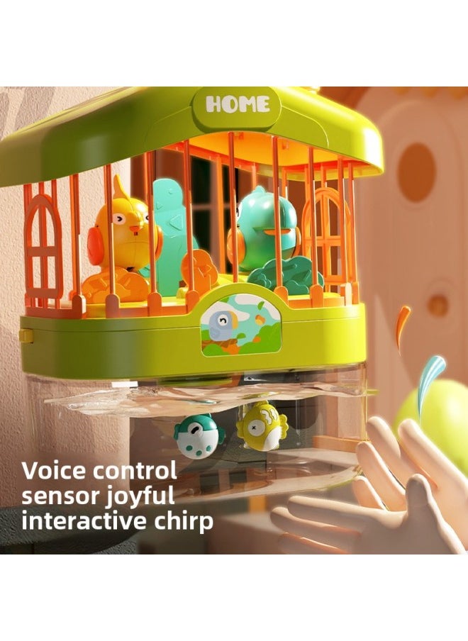 Children's Toys Talking Birdcage Aquarium Early Education Voice Control Induction Simulation Bird With Light Music Educational Toys-Color:Red [charging Model - Basic Version] Birdcage - Voice Controlled E-commerce Box  - Image 3