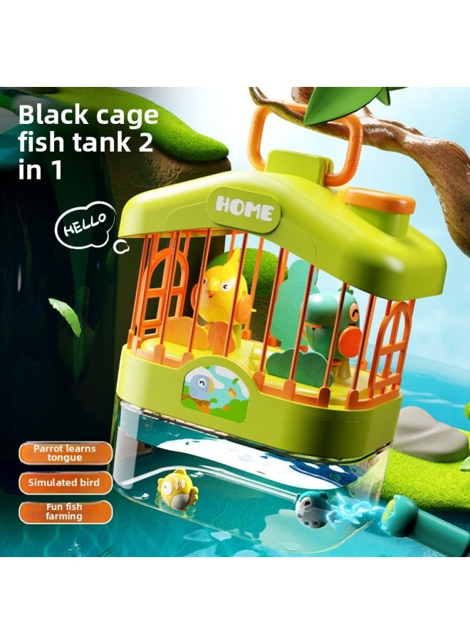 Children's Toys Talking Birdcage Aquarium Early Education Voice Control Induction Simulation Bird With Light Music Educational Toys-Color:Red [charging Model - Basic Version] Birdcage - Voice Controlled E-commerce Box  - Image 2