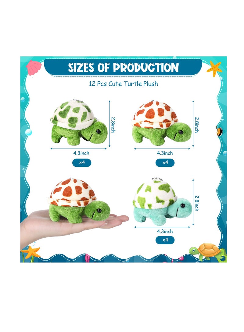 Excefore 12 Pcs Mini Sea Turtle Plush Toys, Dolphin Sea Turtle Stuffed Animals, Bulk Small Ocean Animal Plush Keychain Decorations, Cute Stuffed Animal for Kids Favors, Party Decorations  - Image 2