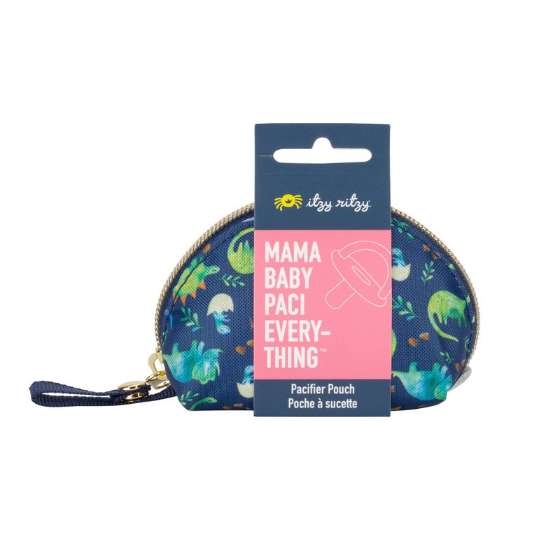Itzy Ritzy Everything Storage Pouch; Small Zipper Pouch Holds 2 Pacifiers; Snap Handle Attaches to Diaper Bag, Stroller or Purse; Holds Earbuds, Chargers, Change or Disposable Bags (Dinosaur) - Image 5